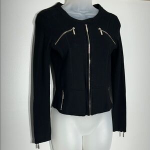 INC International Concepts Black Zippered Blazer
